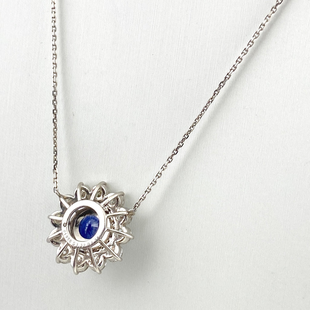 サファイア デザインネックレス プラチナ メレダイヤ ペンダント ネックレス Pt900 Pt850 サファイア レディース 【中古】nbjwl