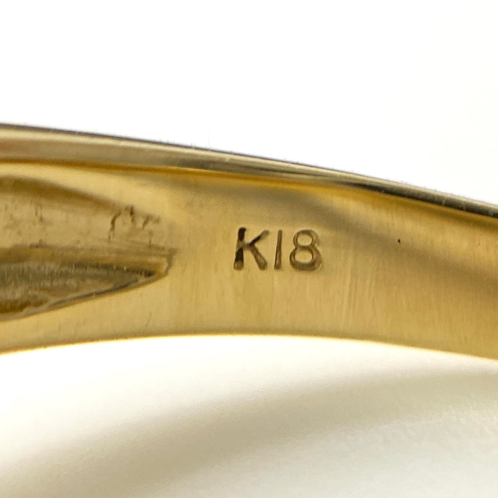 ルビー デザインリング YG イエローゴールド 指輪 メレダイヤ リング 14号 K18 ルビー ダイヤモンド レディース 【中古】nbjwl