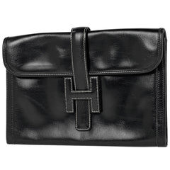 エルメス ジジェ PM Hロゴ セカンドバッグ ボックスカーフ ブラック 〇S レディース 【中古】 brbag