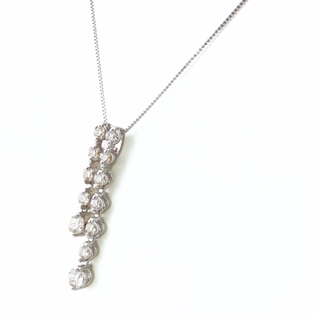 メレダイヤ デザインネックレス WG ペンダント ネックレス K18 WG ダイヤモンド レディース 【中古】nbjwl