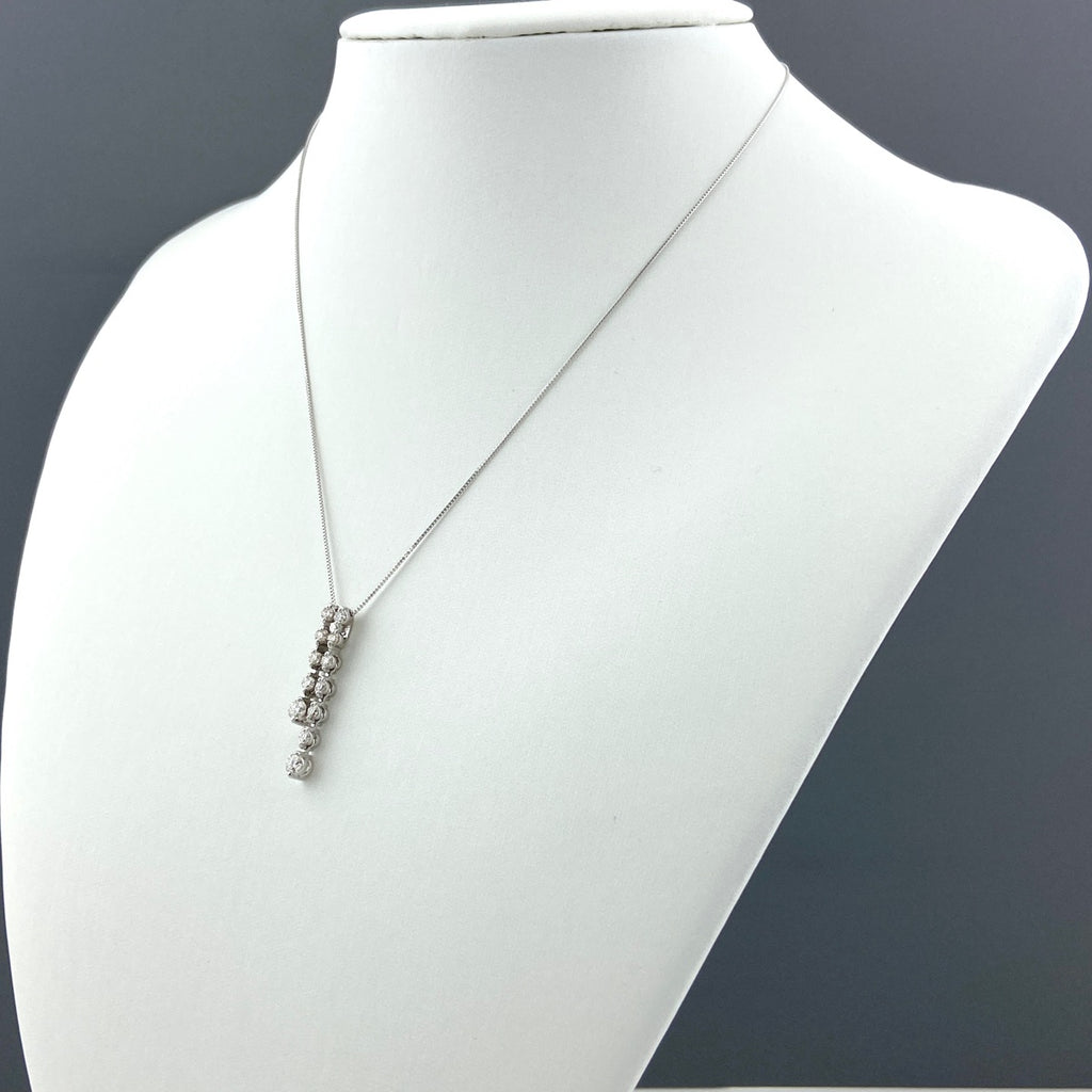 メレダイヤ デザインネックレス WG ペンダント ネックレス K18 WG ダイヤモンド レディース 【中古】nbjwl