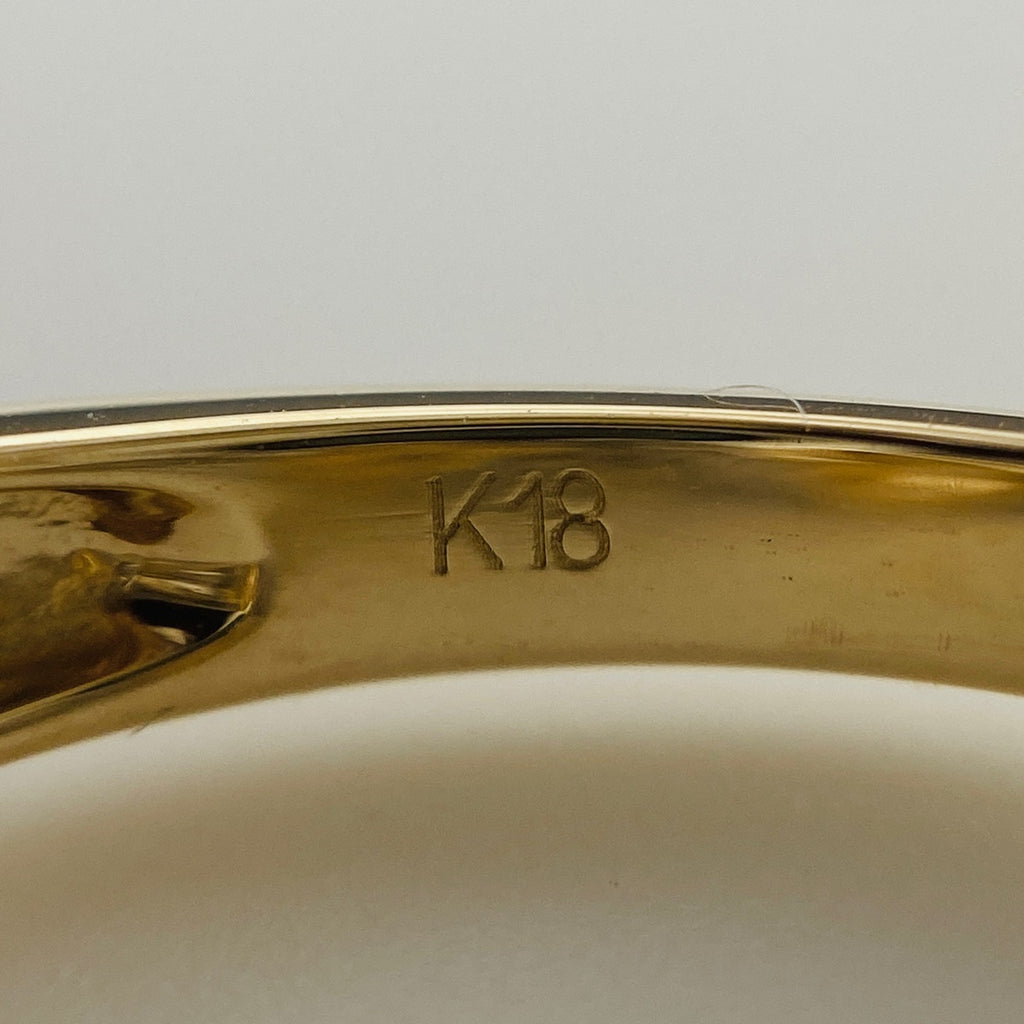 【在庫一掃】 ハートモチーフ デザインリング YG イエローゴールド 指輪 メレダイヤ リング 14号 K18 ダイヤモンド レディース 【中古】nbjwl