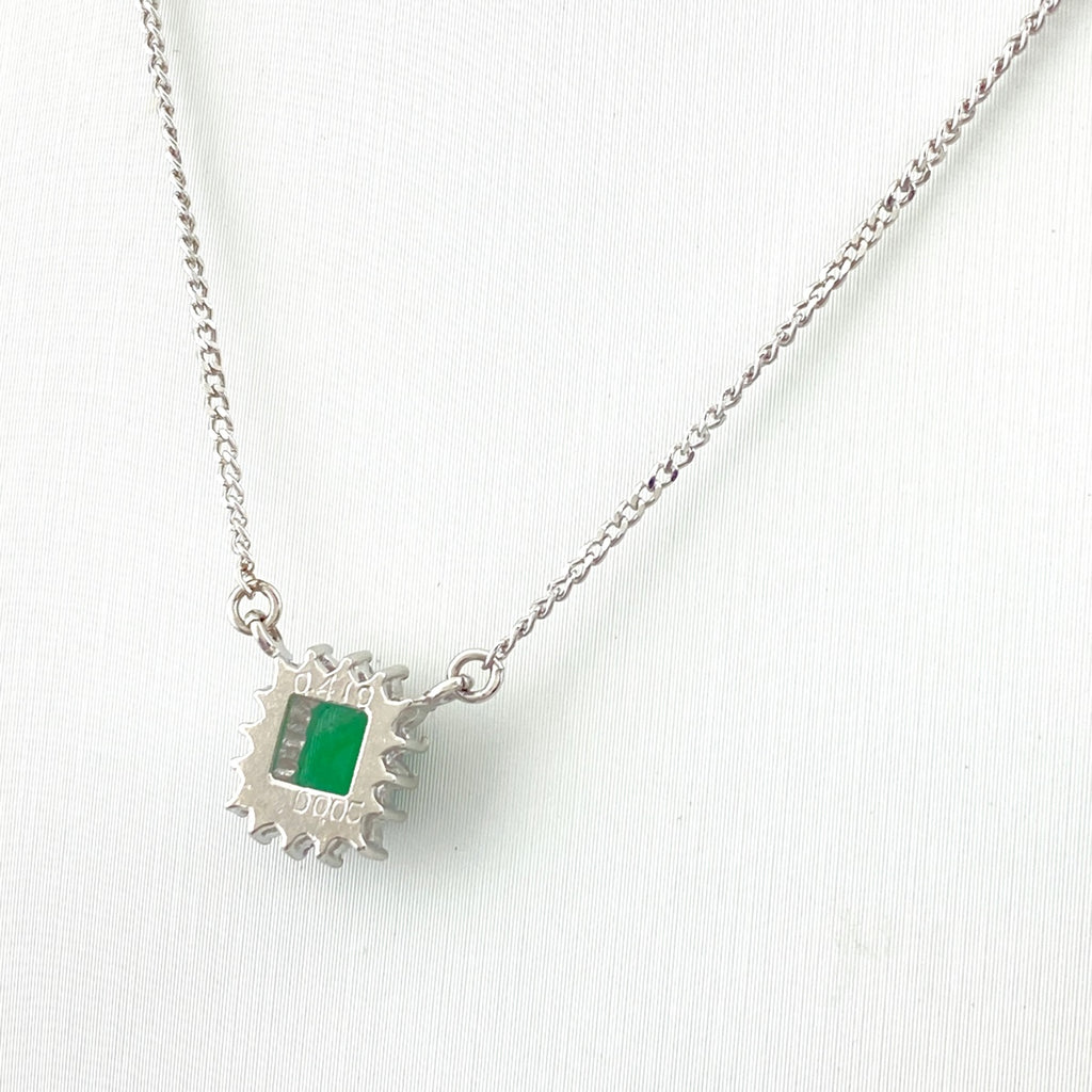 エメラルド デザインネックレス プラチナ ペンダント メレダイヤ ネックレス Pt850 エメラルド ダイヤモンド レディース 【中古】nbjwl