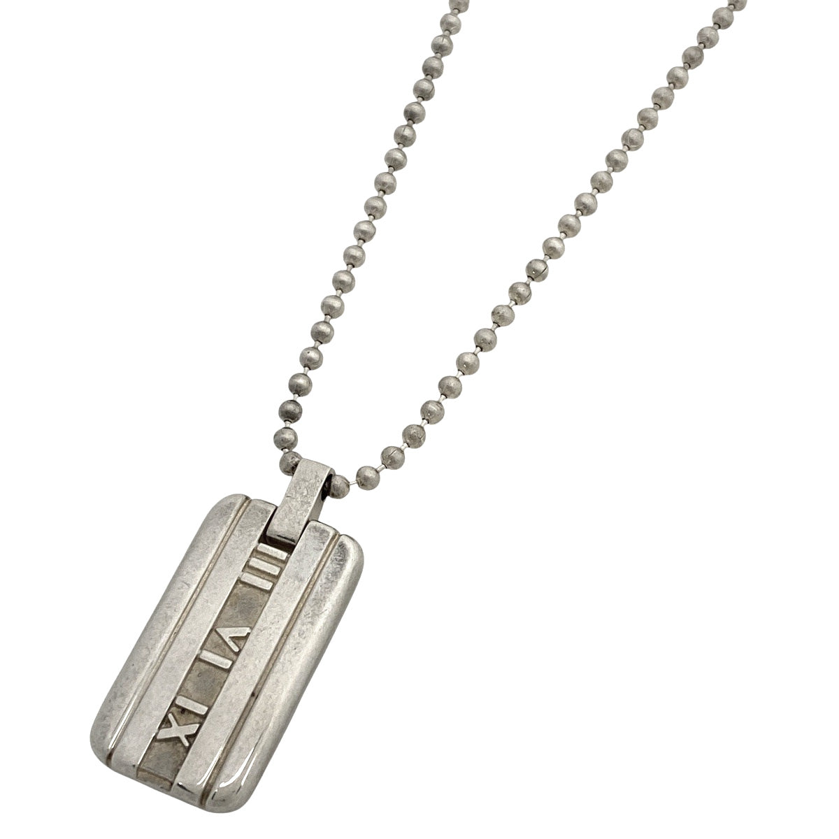 美品‼TIFFANY&CO.‌アトラス バー ボールチェーンプレート ネックレス ティファニー アトラス ドッグ タグ プレート ボール チェーン
