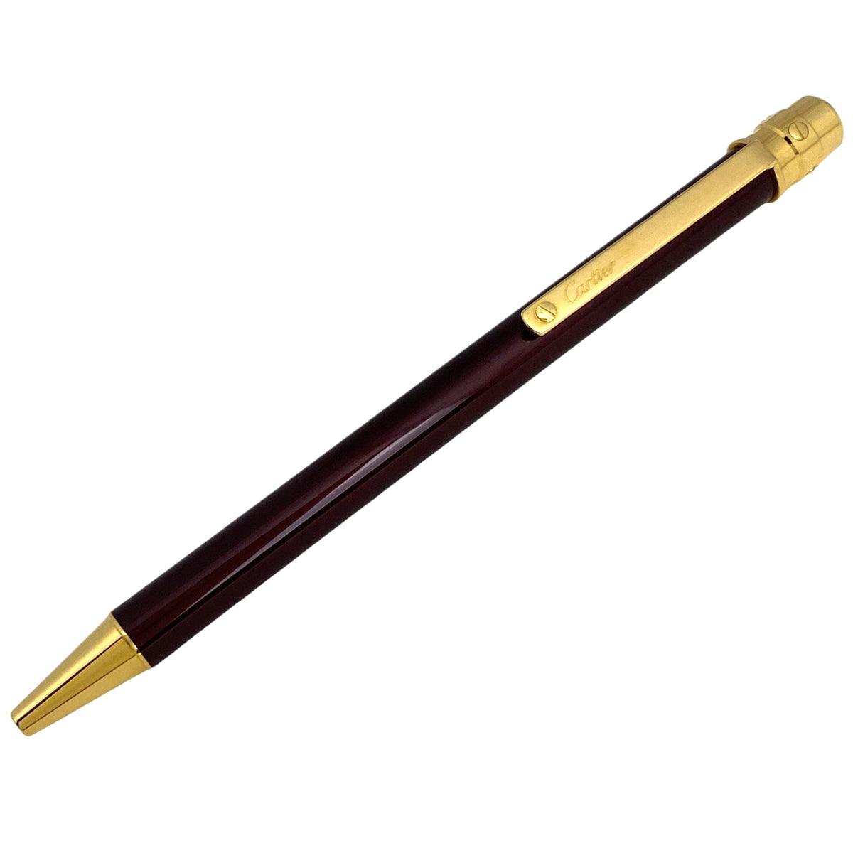 【美品】Cartier 　カルティエ　サントス ボールペン　ボルドー色 新品未使用】カルティエ サントスドゥカルティエ ボールペン SM