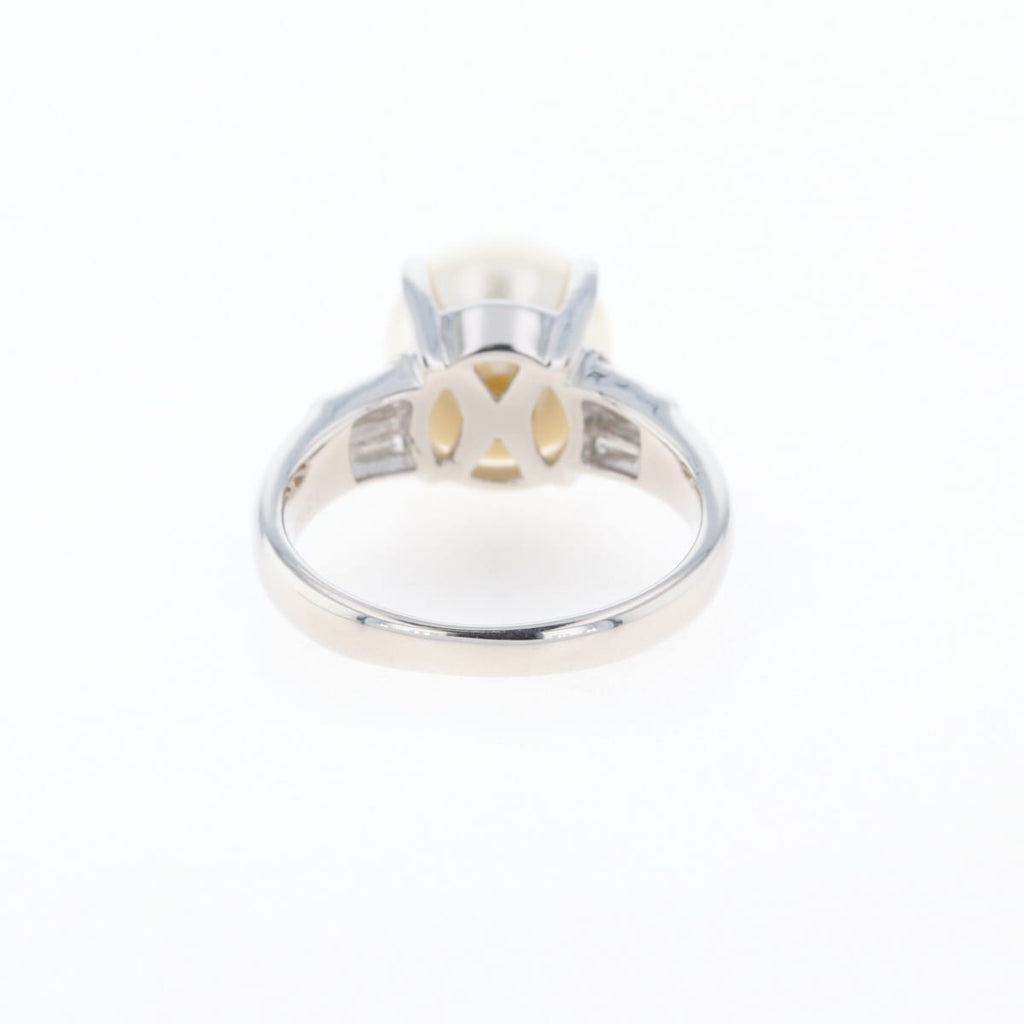 パール デザインリング プラチナ 指輪 メレダイヤ 真珠 リング 9号 Pt900 パール ダイヤモンド レディース 【中古】nbjwl