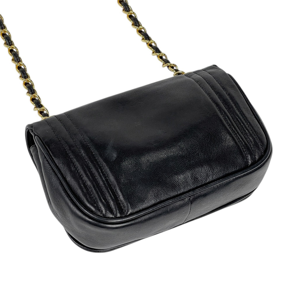 【在庫一掃】 シャネル ココマーク チェーン ショルダーバッグ プッシュロック ショルダーバッグ レザー ブラック レディース 【中古】 brbag