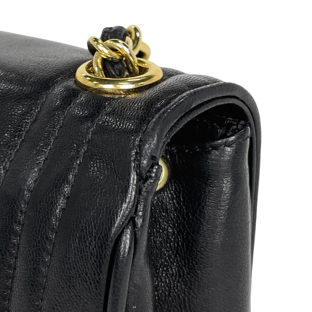 【在庫一掃】 シャネル ココマーク チェーン ショルダーバッグ プッシュロック ショルダーバッグ レザー ブラック レディース 【中古】 brbag