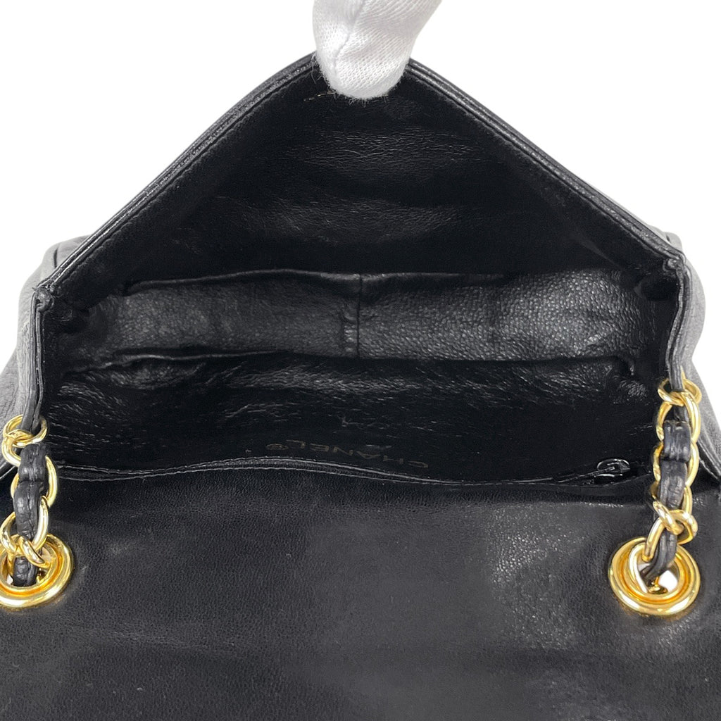 シャネル ココマーク チェーン ショルダーバッグ プッシュロック ショルダーバッグ レザー ブラック レディース 【中古】