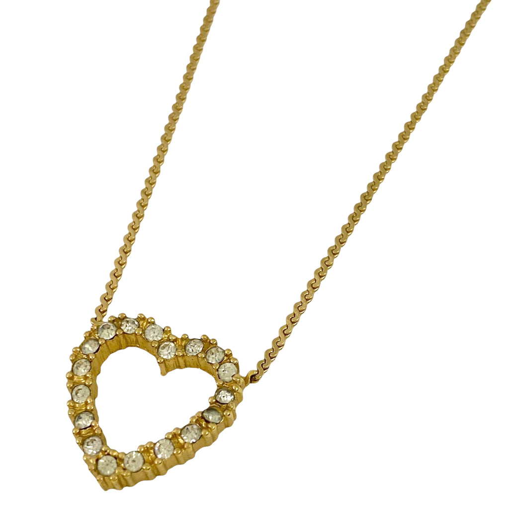 クリスチャンディオール ラインストーン ハートモチーフ ネックレス ペンダント ネックレス GP ゴールド レディース 【中古】 bracc