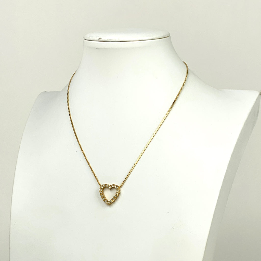 クリスチャンディオール ラインストーン ハートモチーフ ネックレス ペンダント ネックレス GP ゴールド レディース 【中古】 bracc