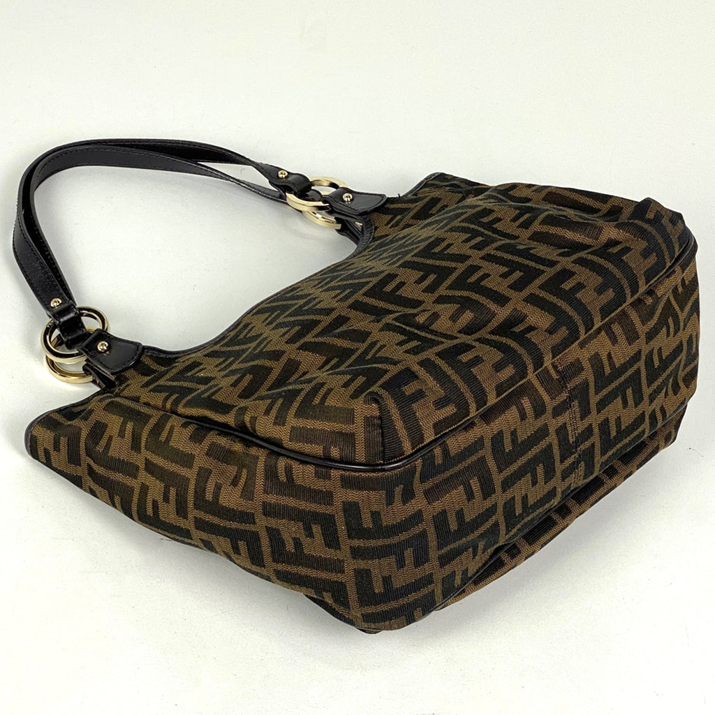 フェンディ ズッカ柄 ハンドバッグ トートバッグ ハンドバッグ キャンバス ブラウン 8BH156 レディース 【中古】brbag