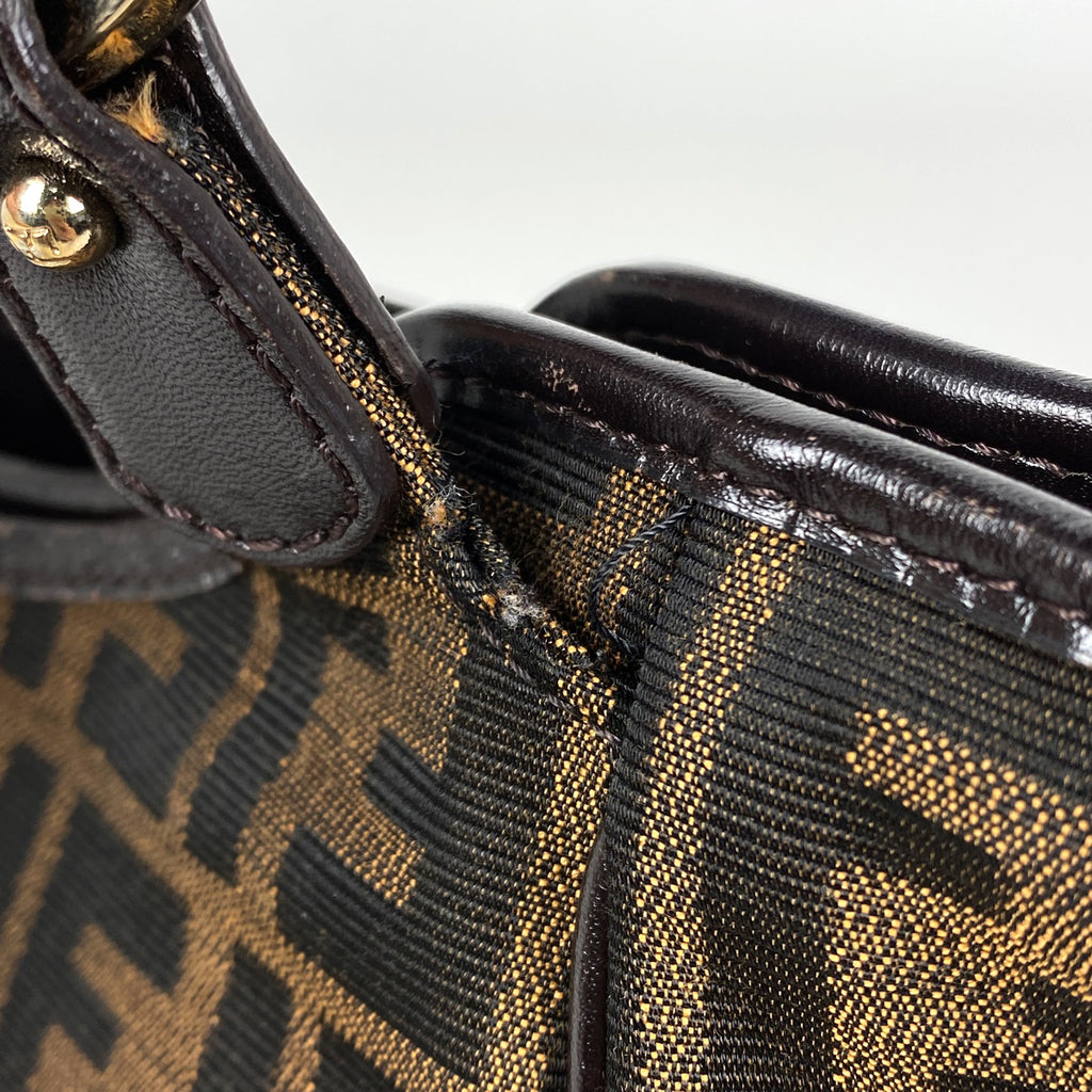 フェンディ ズッカ柄 ハンドバッグ トートバッグ ハンドバッグ キャンバス ブラウン 8BH156 レディース 【中古】brbag