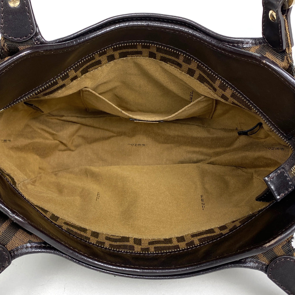 フェンディ ズッカ柄 ハンドバッグ トートバッグ ハンドバッグ キャンバス ブラウン 8BH156 レディース 【中古】brbag