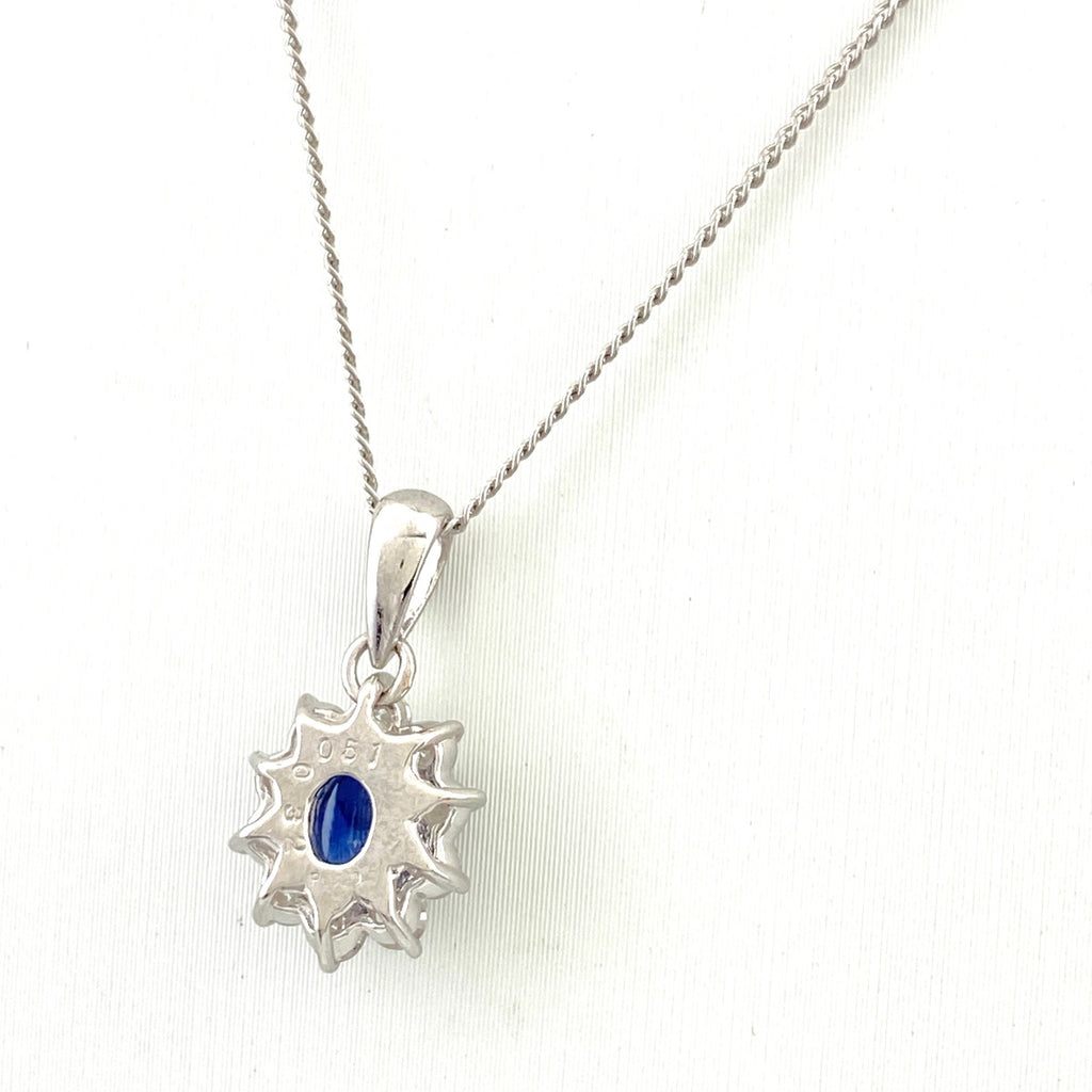 サファイア デザインネックレス プラチナ ペンダント メレダイヤ ダイヤモンド ネックレス Pt900 Pt850 サファイア レディース 【中古】nbjwl