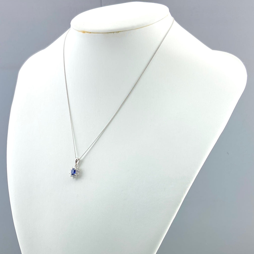 サファイア デザインネックレス プラチナ ペンダント メレダイヤ ダイヤモンド ネックレス Pt900 Pt850 サファイア レディース 【中古】nbjwl