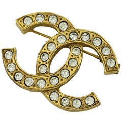 シャネル ココマーク ラインストーン ブローチ CC ブローチ GP ゴールド レディース ブランドアクセサリー 【中古】bracc