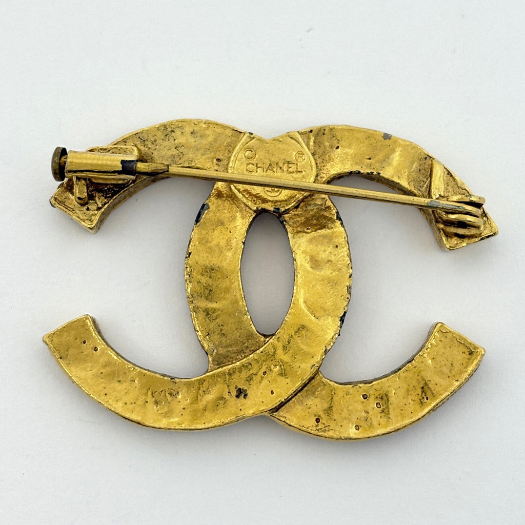 シャネル ココマーク ラインストーン ブローチ CC ブローチ GP