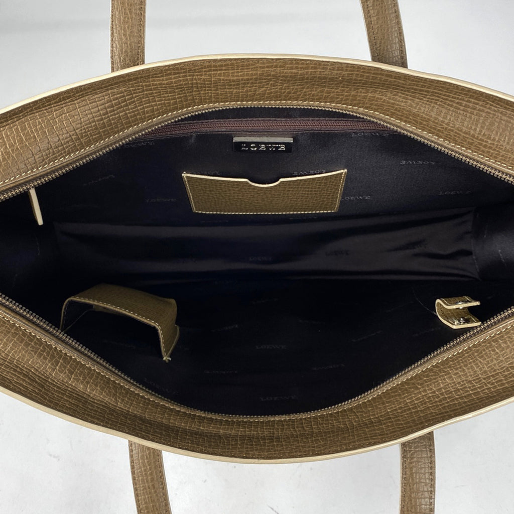ロエベ ロゴ ハンドバッグ 2WAY ショルダーバッグ ハンドバッグ レザー ダークカーキ レディース 【中古】brbag