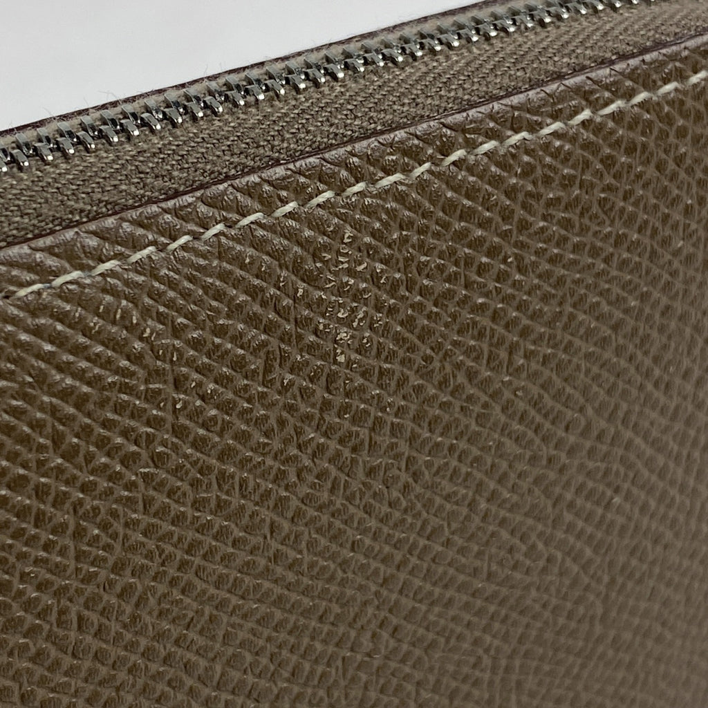 エルメス アザップ ロング シルクイン ラウンドファスナー スカーフ 長財布 ヴォーエプソン エトゥープ レディース 【中古】 brbag