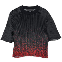 アレキサンダーワン 半袖 プリーツ Tシャツ ショート丈 ドット トップス 半袖Ｔシャツ ポリエステル ブラック レッド レディース 【中古】