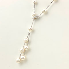 タサキ パール デザインネックレス WG ホワイトゴールド 真珠 メレダイヤ ネックレス K18 WG パール レディース 【中古】 
 ラッピング可