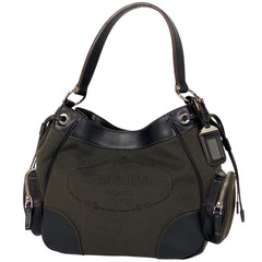 プラダ ロゴ ショルダーバッグ ワンショルダー ジャガード ショルダーバッグ キャンバス ブラウン BR3433 レディース 【中古】brbag