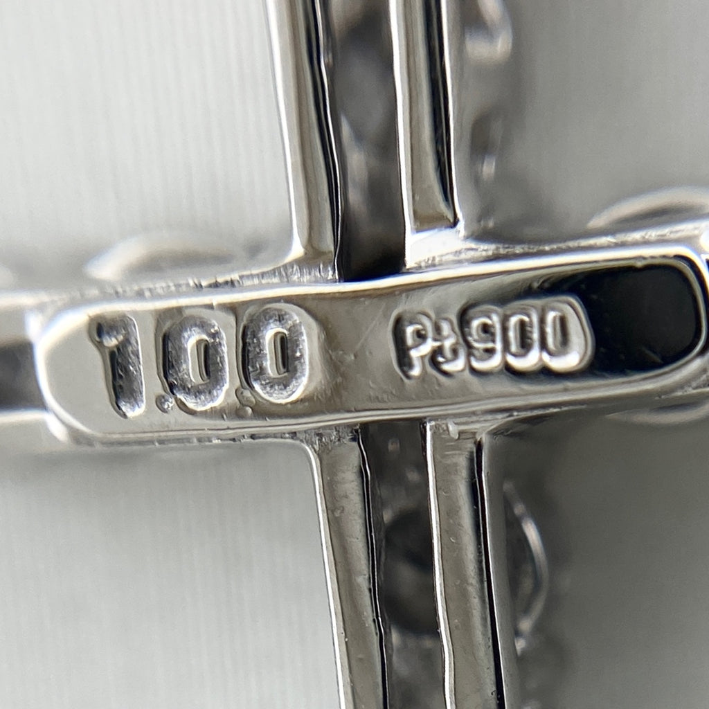 クロスモチーフ デザインネックレス プラチナ ペンダント メレダイヤ 十字架 ネックレス Pt900 Pt850 ダイヤモンド レディース 【中古】nbjwl