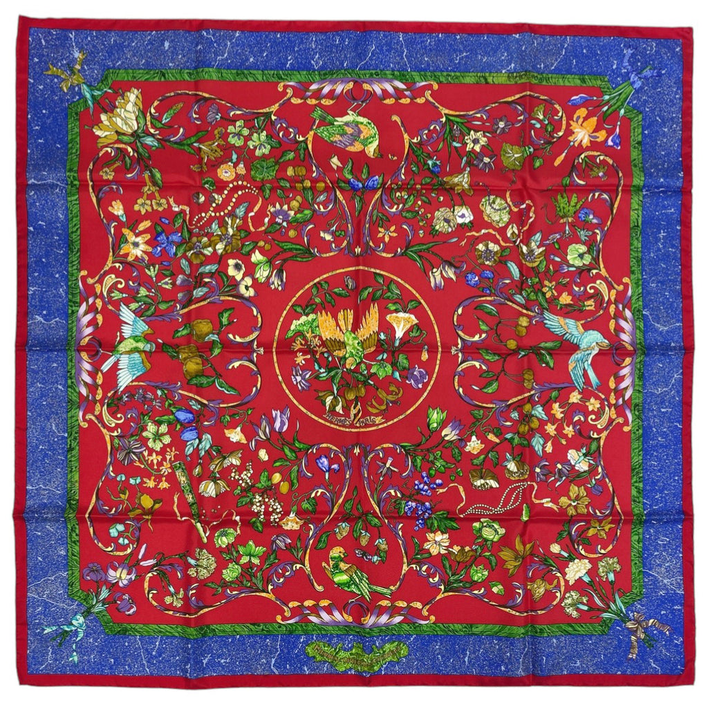 エルメス カレ 90 PiERRES d' ORiENT et d' OCCiDENT 東洋の石と西洋の石細工 スカーフ シルク レッド マルチカラー レディース 【中古】brbag