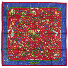 エルメス カレ 90 PiERRES d' ORiENT et d' OCCiDENT 東洋の石と西洋の石細工 スカーフ シルク レッド マルチカラー レディース 【中古】brbag