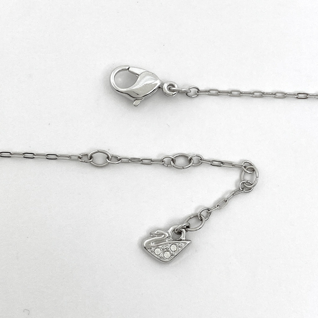スワロフスキー クリスタル デザイン ネックレス ロング ネックレス シルバーメッキ シルバー ブルー レディース 【中古】bracc