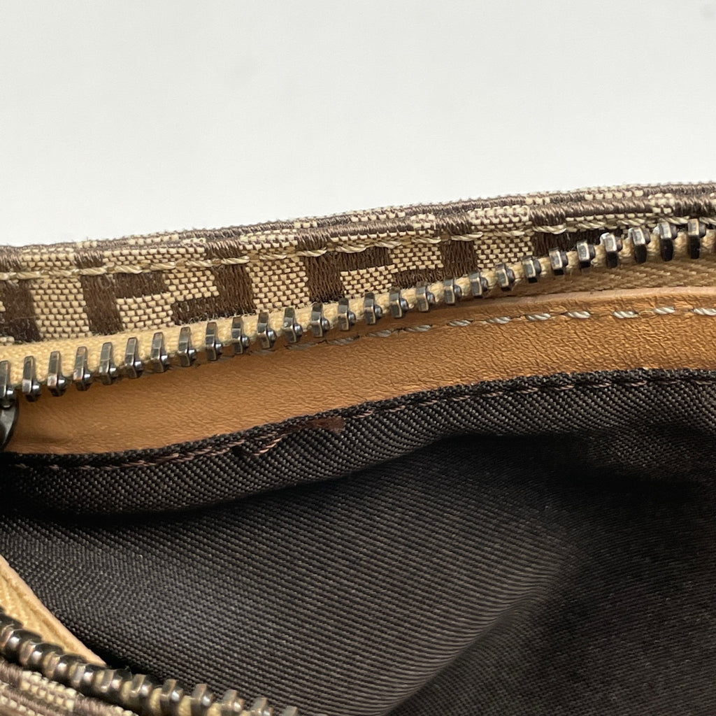 フェンディ ズッキーノ柄 ハンドバッグ アクセサリーポーチ ハンドバッグ キャンバス ベージュ レディース 【中古】brbag