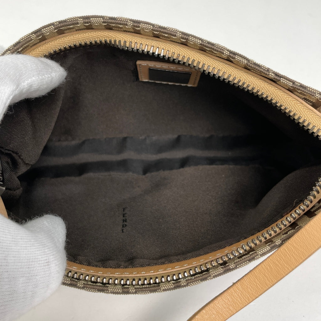 フェンディ ズッキーノ柄 ハンドバッグ アクセサリーポーチ ハンドバッグ キャンバス ベージュ レディース 【中古】brbag