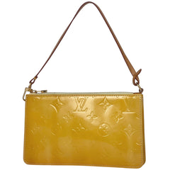 ルイ・ヴィトン レキシントン ハンドバッグ 化粧 エナメル アクセサリーポーチ モノグラムヴェルニ ライムイエロー M91058 レディース 【中古】brbag