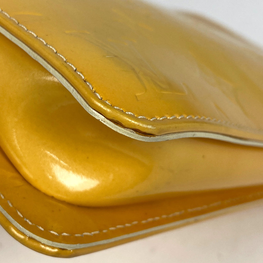 ルイ・ヴィトン レキシントン ハンドバッグ 化粧 エナメル アクセサリーポーチ モノグラムヴェルニ ライムイエロー M91058 レディース 【中古】brbag