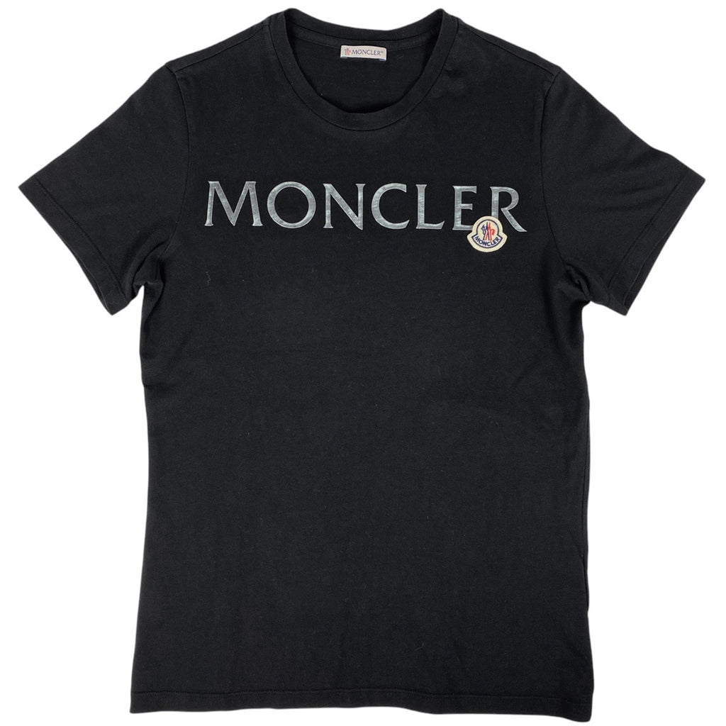 モンクレール ロゴ 半袖 Tシャツ クルーネック トップス 半袖Ｔシャツ 綿 ブラック レディース 【中古】brapp