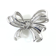 リボンモチーフ デザインブローチ メレダイヤ ブローチ K18 ダイヤモンド レディース 【中古】nbjwl