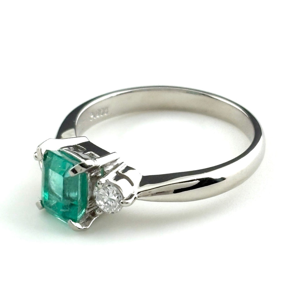 エメラルド デザインリング プラチナ 指輪 メレダイヤ リング 12.5号 Pt900 エメラルド ダイヤモンド レディース ノンブランドジュエリー 【中古】nbjwl