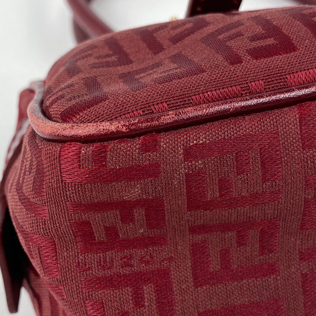 フェンディ ズッキーノ柄 ハンドバッグ ショルダーバッグ ハンドバッグ キャンバス レッド 8BN004 レディース 【中古】brbag