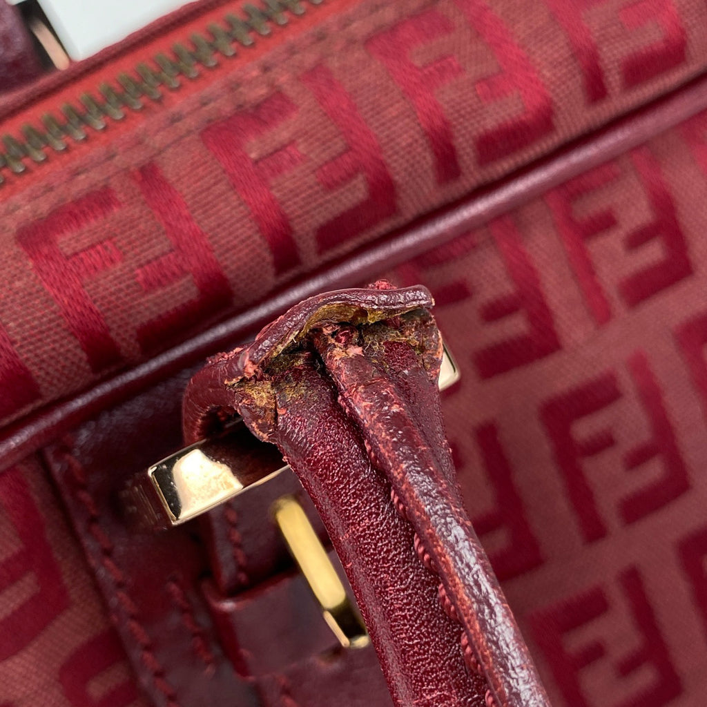 フェンディ ズッキーノ柄 ハンドバッグ ショルダーバッグ ハンドバッグ キャンバス レッド 8BN004 レディース 【中古】brbag