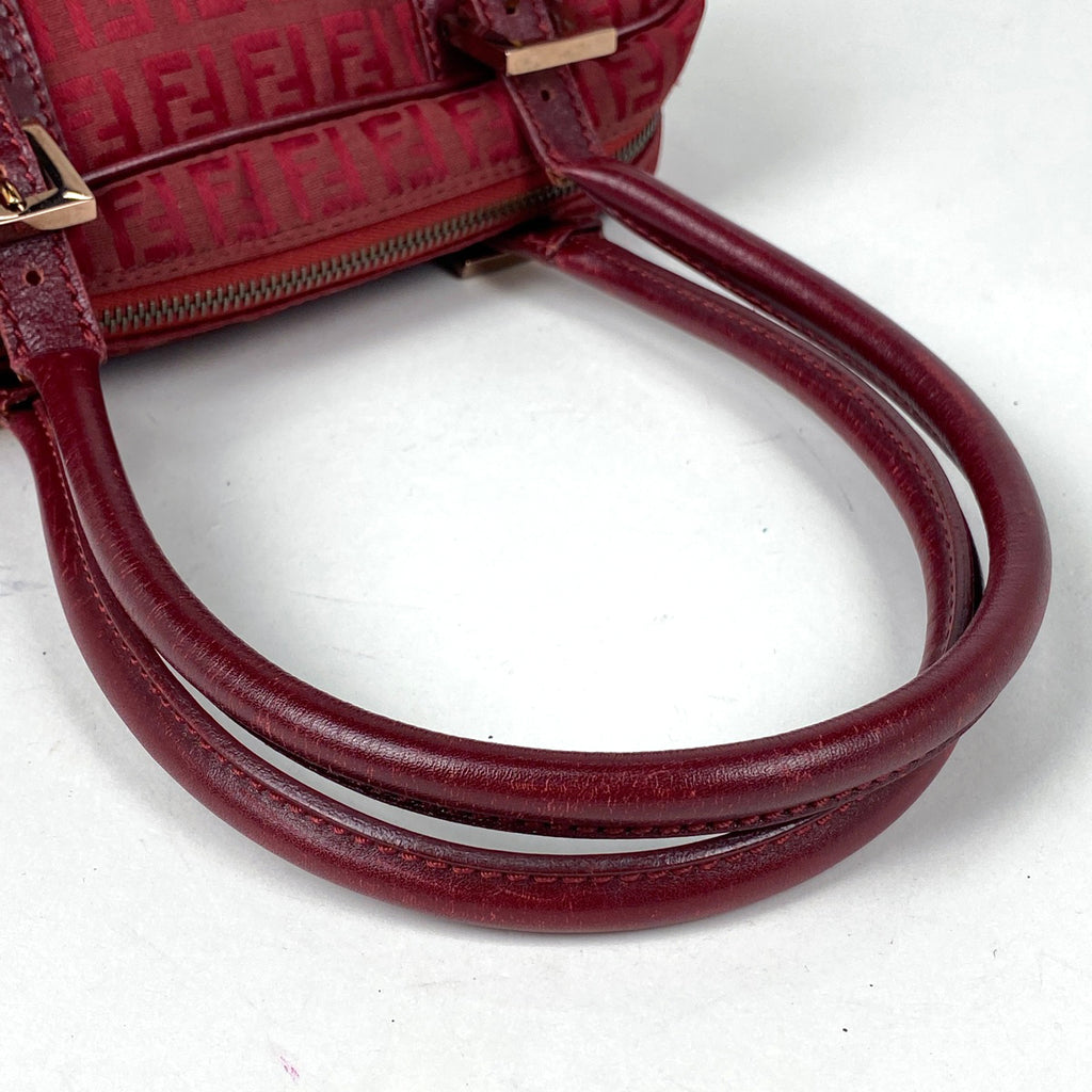 フェンディ ズッキーノ柄 ハンドバッグ ショルダーバッグ ハンドバッグ キャンバス レッド 8BN004 レディース 【中古】brbag