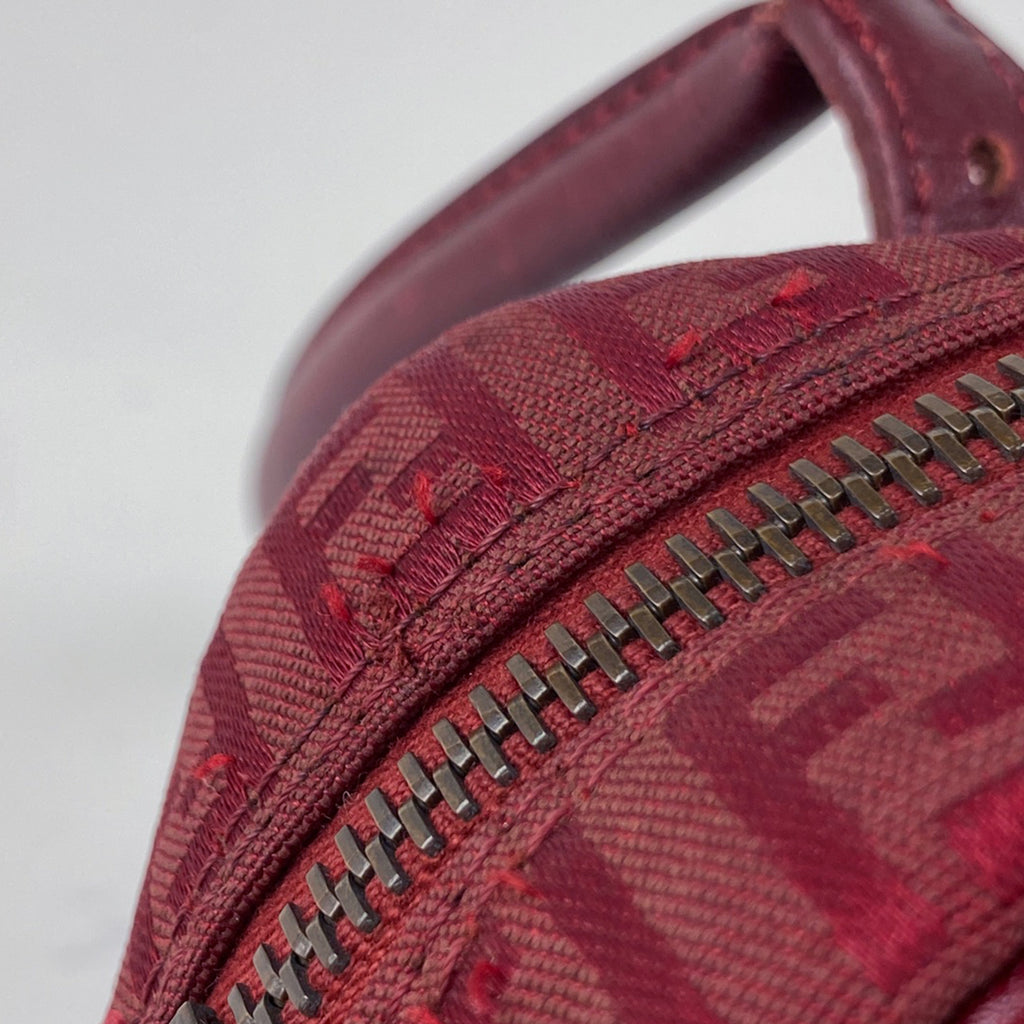 フェンディ ズッキーノ柄 ハンドバッグ ショルダーバッグ ハンドバッグ キャンバス レッド 8BN004 レディース 【中古】brbag
