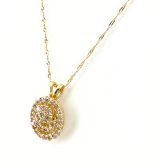 メレダイヤ デザインネックレス YG イエローゴールド ペンダント ネックレス K18 ダイヤモンド レディース 【中古】nbjwl
