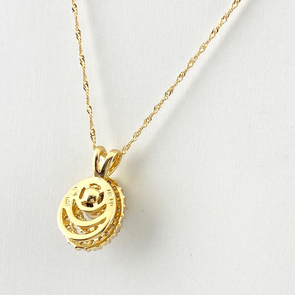メレダイヤ デザインネックレス YG イエローゴールド ペンダント ネックレス K18 ダイヤモンド レディース 【中古】nbjwl