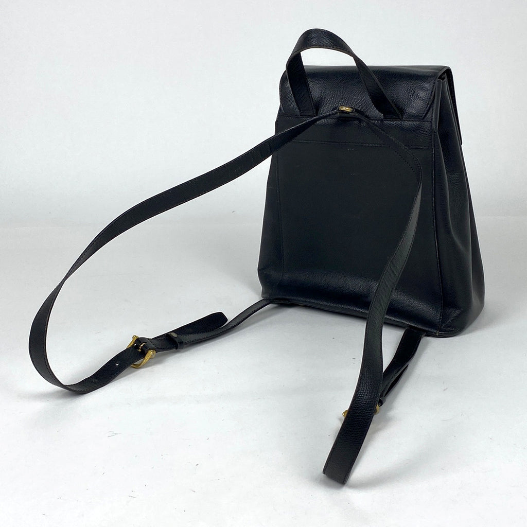 セリーヌ ロゴ リュックサック ターンロック リュック レザー ブラック レディース 【中古】brbag