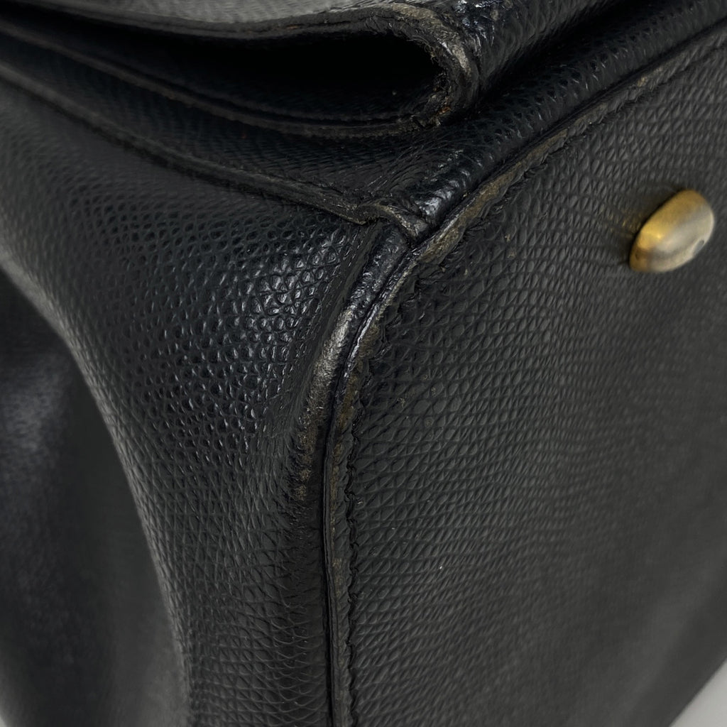 セリーヌ ロゴ リュックサック ターンロック リュック レザー ブラック レディース 【中古】brbag