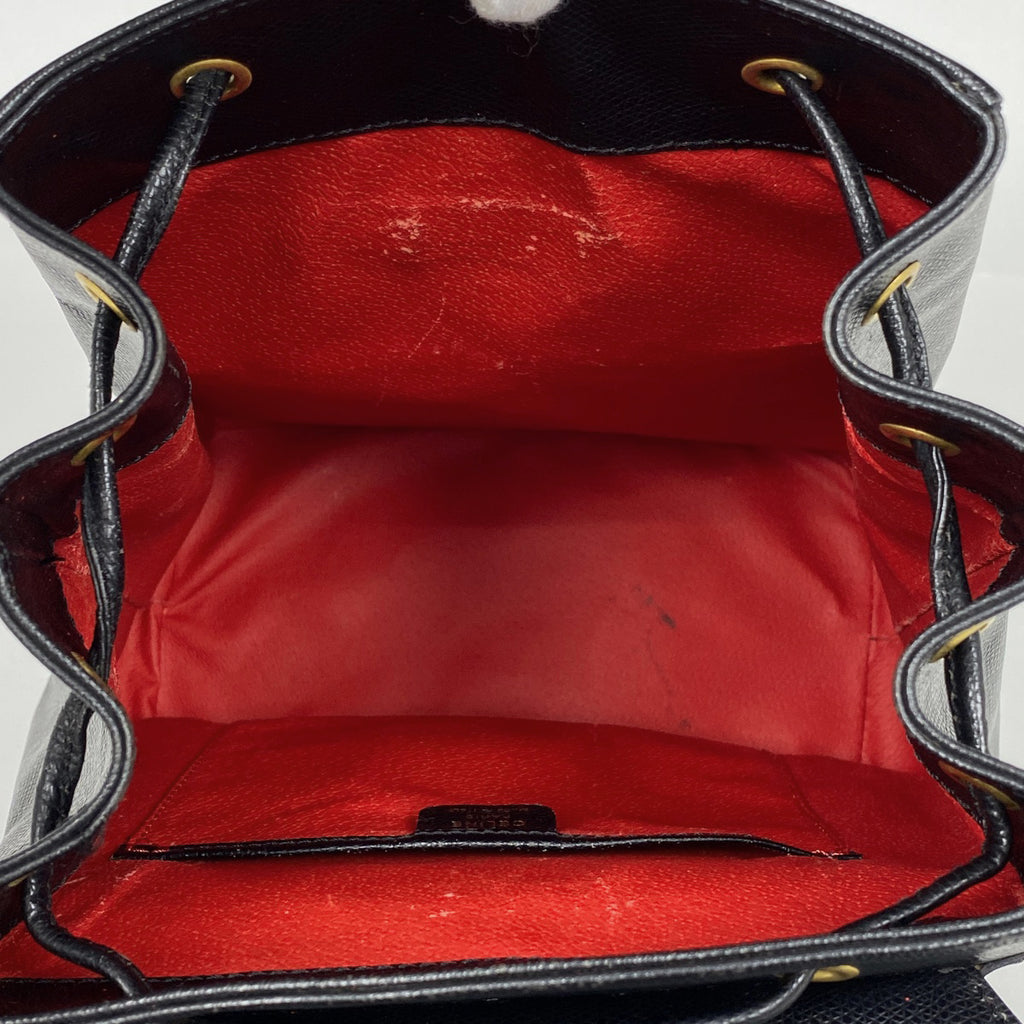 セリーヌ ロゴ リュックサック ターンロック リュック レザー ブラック レディース 【中古】brbag