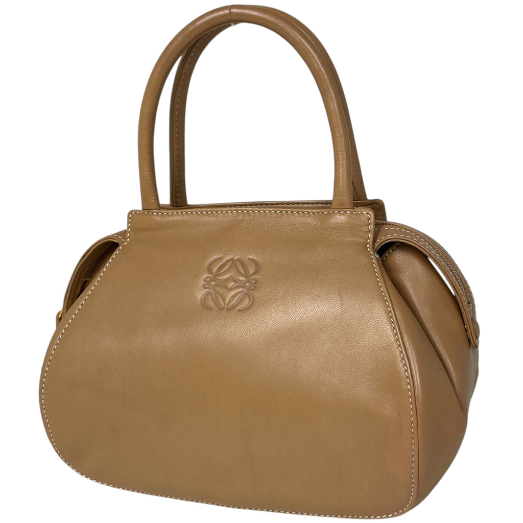 ロエベ アナグラム ハンドバッグ ロゴ ミニ ハンドバッグ レザー ベージュ レディース 【中古】brbag