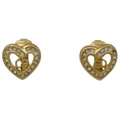 クリスチャンディオール ロゴ ラインストーン イヤリング ハートモチーフ イヤリング GP ゴールド レディース 【中古】bracc