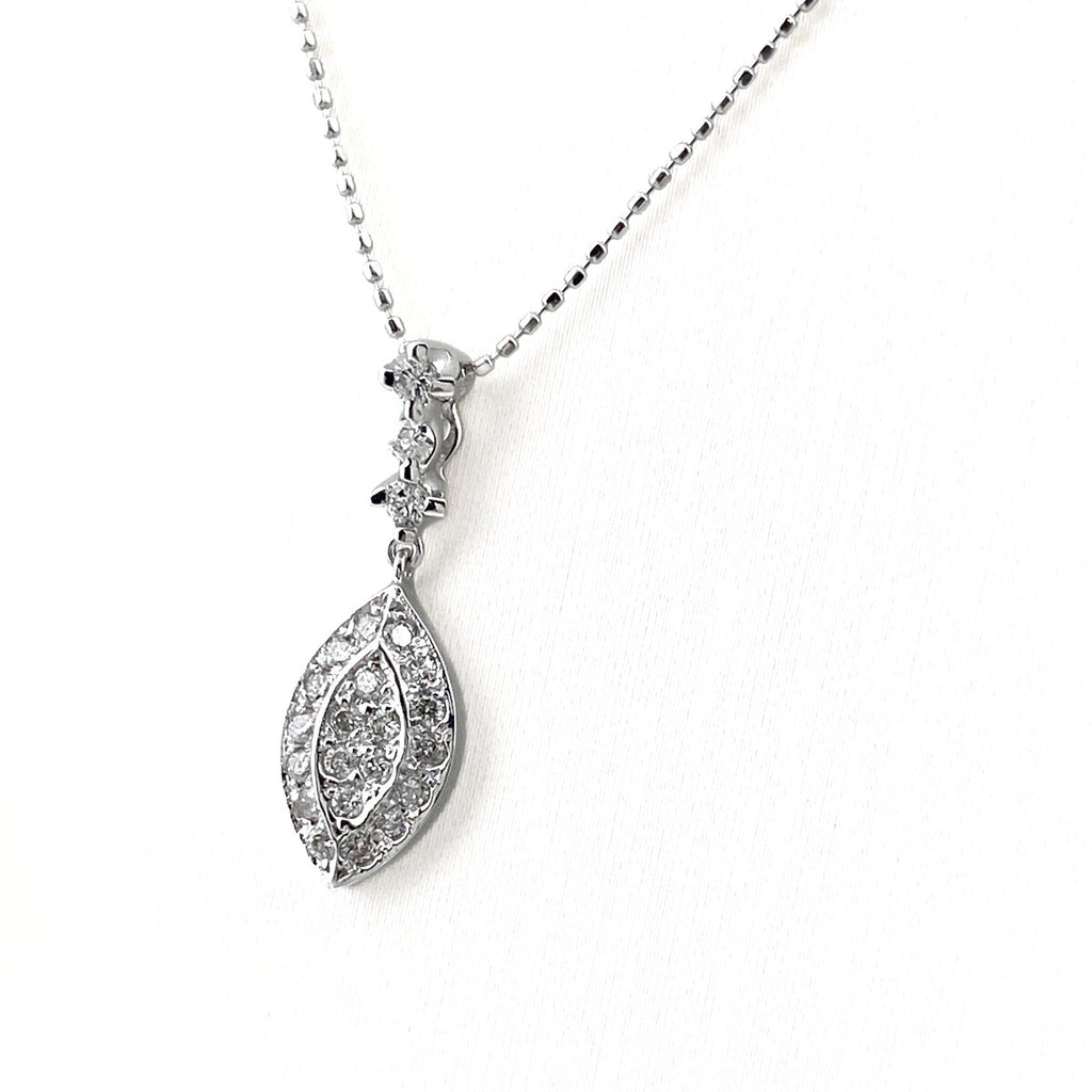 メレダイヤ デザインネックレス WG ホワイトゴールド ペンダント ネックレス K18 WG ダイヤモンド レディース 【中古】nbjwl